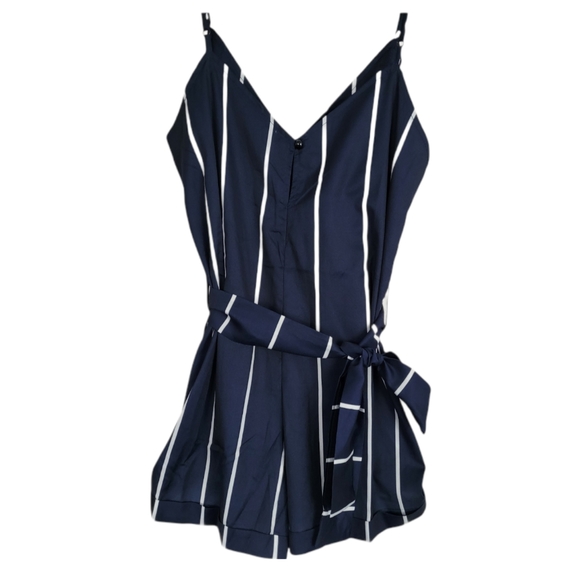 Zaful Navy Blue and White Romper Size 6 - Picture 1 of 11